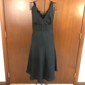 J. Crew Black Linen V-Neck Dress
